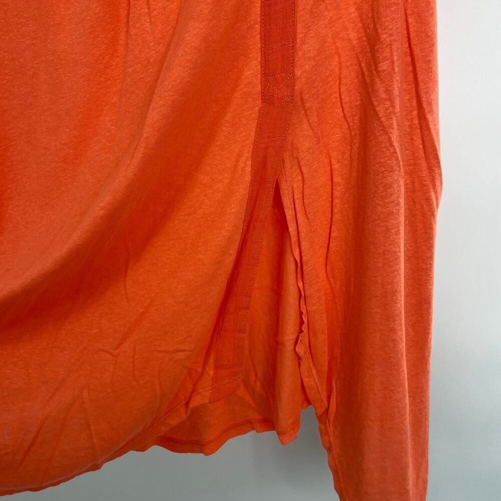 FREE PEOPLE Orange Faux Wrap Linen Scallop Hem Short Sleeve Scoop Neck Top XS - Picture 6 of 11
